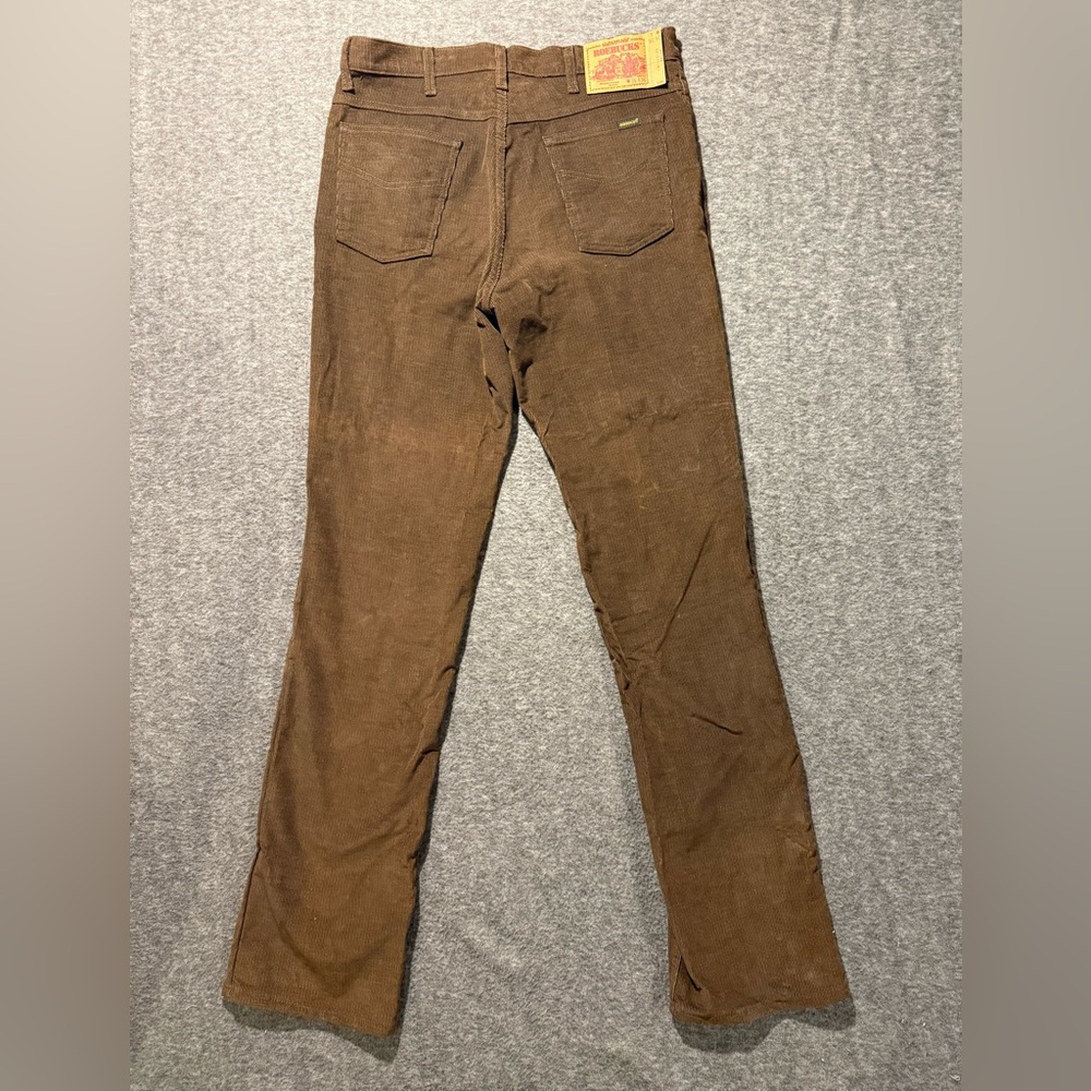 Roebucks Vtg Corduroy Pants Mens 36x36 (fit 34x36) brown USA Made Straight Leg